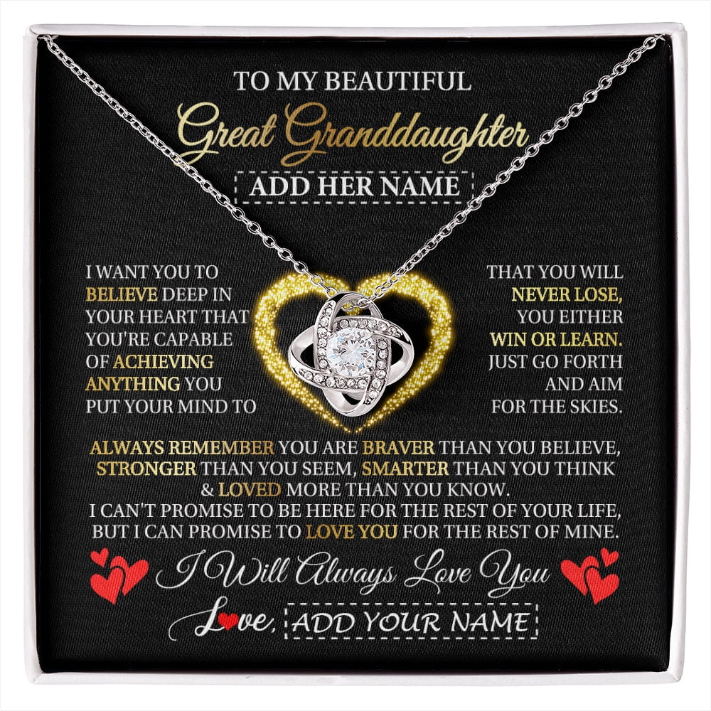 Beautiful Granddaughter Graduation Necklace, Gold Love Knot Necklace