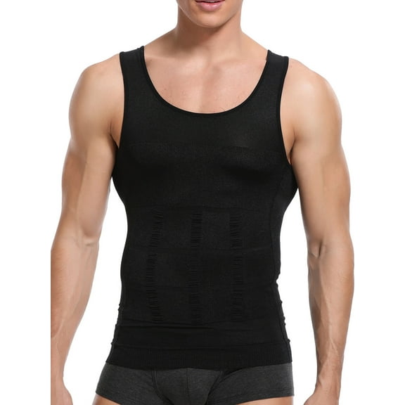 FITVALEN Mens Slimming Body Shaper Waist Trainer Gym Vest Abs Abdomen Slim Tank Top Compression Workout Shirt