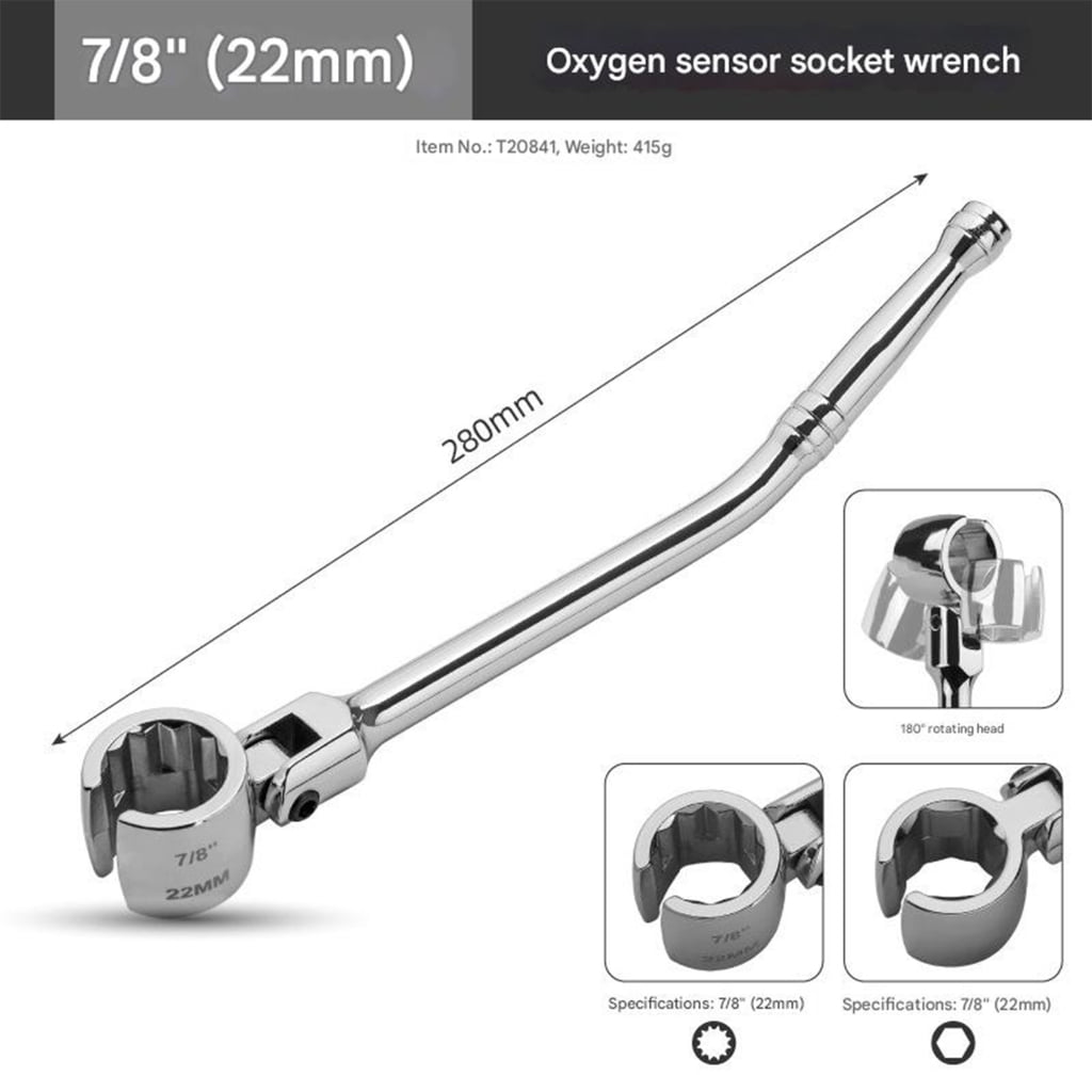 MOMOJIA Automotive O2 Sensors Removal Tool Metal Oxygen O2 Sensors Socket Wrench 22mm