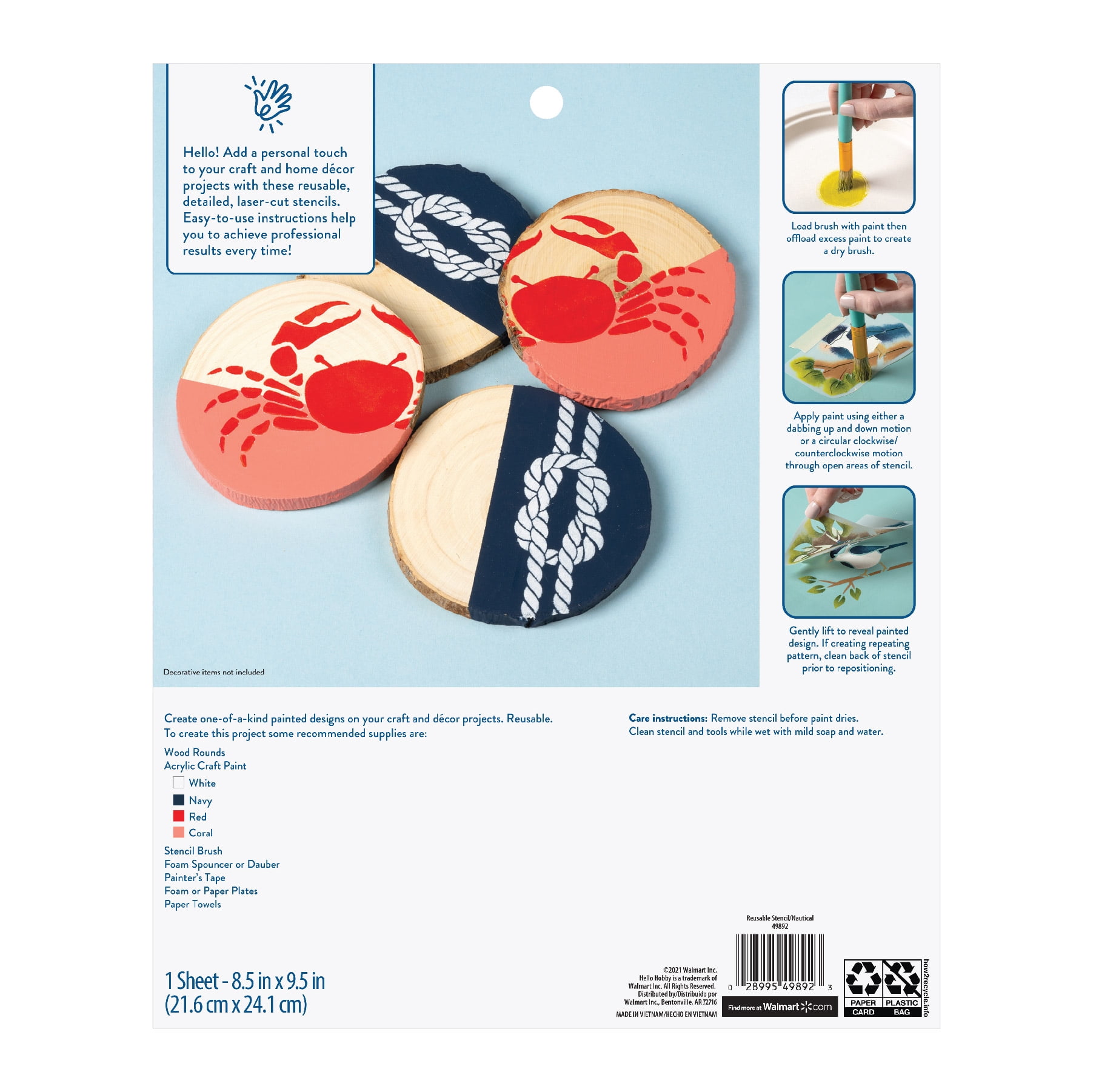 Hello Hobby Stencil Set, 8.5" x 9.5", 1 Piece, Nautical
