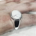 thumbnail image 4 of Howlite Mans Ring, Natural White Howlite Ring, Birthstone, Silver Jewelry, 925 Silver Ring, Birthday Gift, Heavy Mens Ring, Arabic Design, Ottoman Style Ring, Christmas, Turkey Mens Signet Ring, 4 of 5