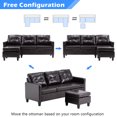 thumbnail image 5 of uhomepro 76"W Mid Century Couches and Sofas Set with Ottoman, High-End Modern Reversible Sectional Sofa, Heavy Duty Living Room Furniture Couch Sofa Set, Comfortable PU Sofa Set, Dark Brown, Q19837, 5 of 12