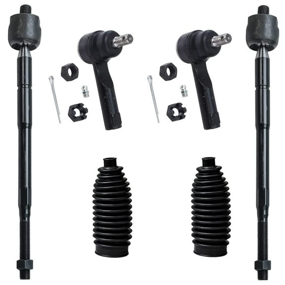 Detroit Axle - 6PC Front Inner and Outer Steering Tie Rod Ends w/Tie Rod Boots & Bellows for 1998 1999 2000 2001 Nissan Altima