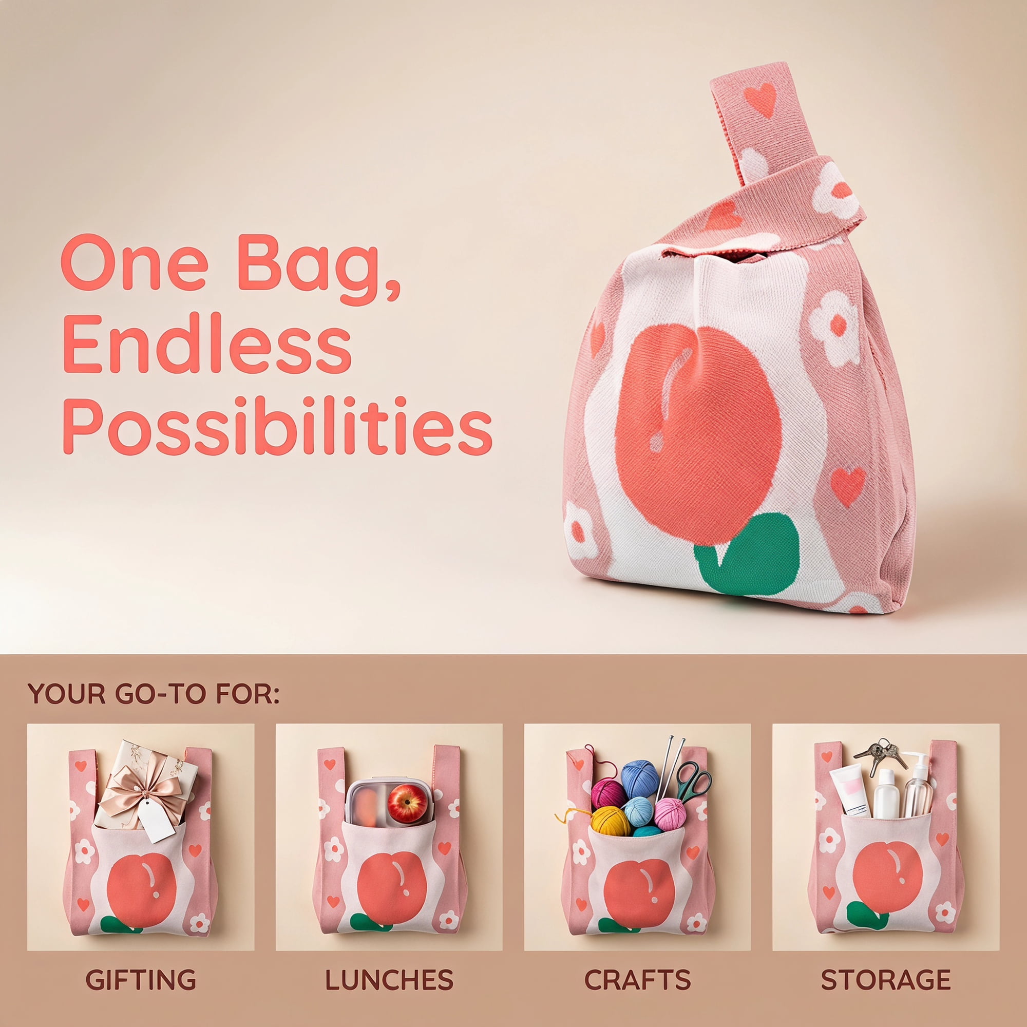 Unique Bargains Cute Cartoon Gift Bags with Handles for Parties 7.5" x 13.4" Pink
