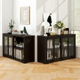 thumbnail image 2 of Costway 2-Door Stackable Buffet Sideboard Set of 2 with Sliding Tempered Glass Doors Coffee, 2 of 8