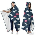 thumbnail image 2 of Wearable Blanket,DarkBlue Cartoon Dinosaurs SpeechBubbles Pattern Hooded Wearable Flannel Blanket for Adults & Teens,Winter Poncho Shawl Wrap Cape Cozy Anti-Pill,60"x80", 2 of 5