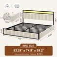 thumbnail image 3 of GUNAITO King Bed Frame with Headboard, Platform Bed with 2 Drawers, Velvet Upholstered Bed Frame with LED Lights & Charging station，Beige, 3 of 9