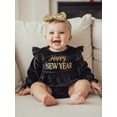 thumbnail image 4 of Miaouyo Baby Girl New Year Romper Letter Print Long Sleeve Round Neck Velvet Newborn Jumpsuit with Sequin Bow Headband, 4 of 9
