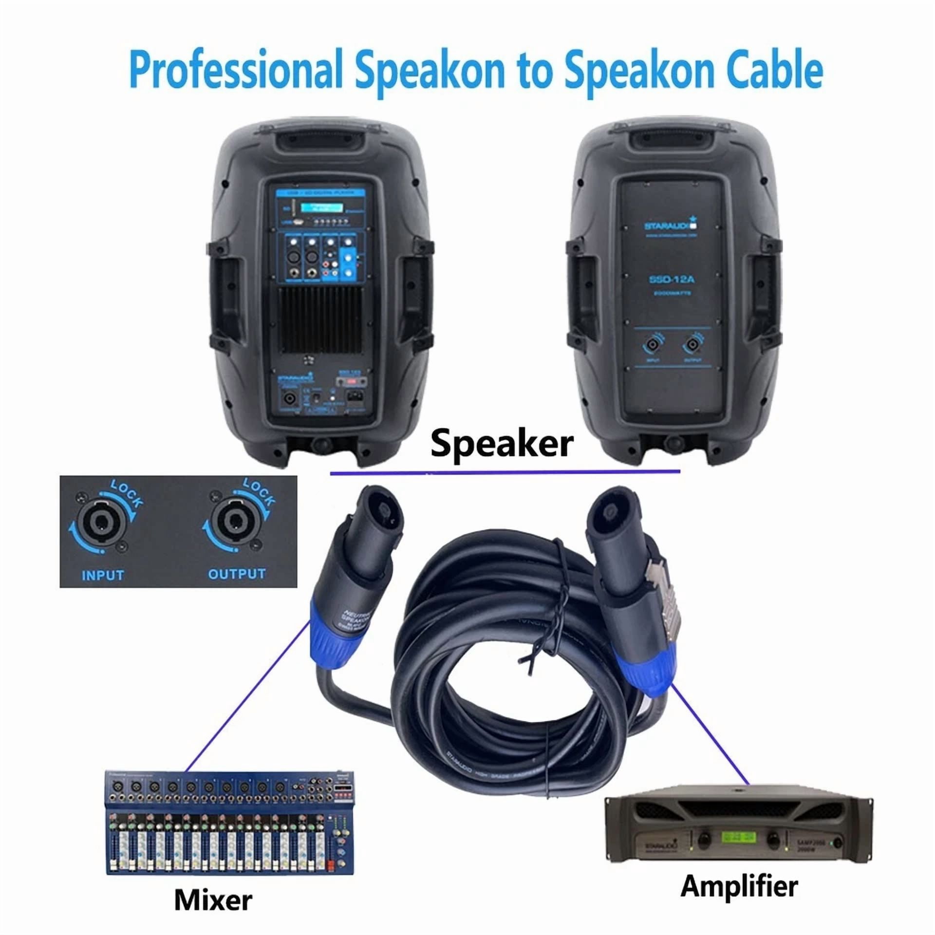 15 Ft Speakon To Speakon Cable 12 Gauge Awg Wire Dj/ Pro Audio Pa Speaker Cable