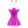 thumbnail image 3 of iiniim Girls Space Alien Dress Cap Sleeve Metallic Holographic A Line Tutu Dress Set Outer Space Outfits Hot Pink 16, 3 of 7