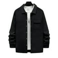 thumbnail image 5 of Mens Shirt Jackets Winter Coat for Men Men's Fashionable Solid Color Long Sleeved Lapel Pocket Button Jacket, S-3XL, 5 of 9