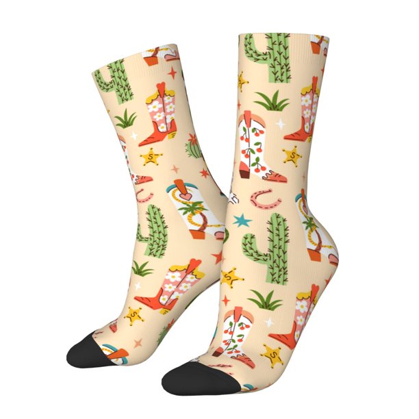 Balery Groovy American Western Footwear Calcetas Largas con Estampado para Hombre y Mujer – Suaves y Transpirables, Talla Única (US 5-11)