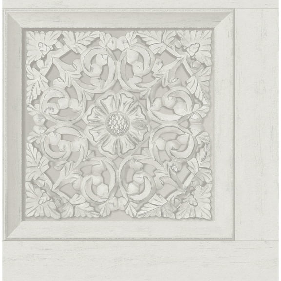 Fine Decor Albie Dove Carved Panel Wallpaper, 20.5-in by 33-ft