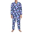 thumbnail image 3 of Sikiie flower Skull star Mens Pajama Set, Soft Warm Long Sleeve Sleepwear, Cozy Button-Down Pjs for Men-Large, 3 of 7