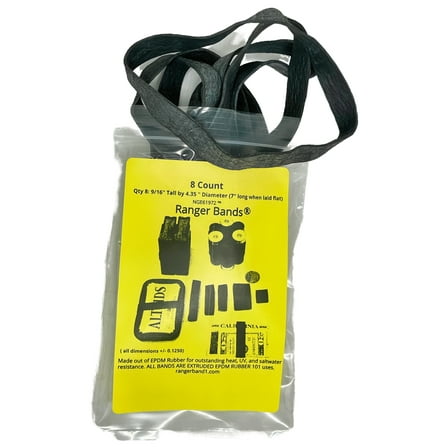Ranger Bands® 8 Ex LG Made From Black EPDM Rubber Camping & Strapping Gear Made in the USA