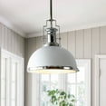 thumbnail image 4 of JONATHAN Y Homer 13" 1-Light Modern Industrial Iron LED Dome Pendant, Chrome/White, 4 of 10