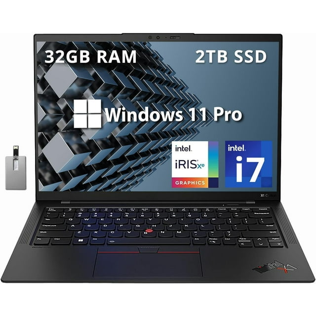 LENOVO ThinkPad X1 Carbon Gen 10 14 Pouces Écran Tactile FHD Ordinateur Portable Professionnel, 12e Intel Core i7-1280P, 32 Go RAM, 2 To PCIe SSD, Clavier Rétroéclairé, Lecteur d'Empreintes Digitales, Win 11 Pro, Noir, Carte USB 32 Go