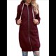 thumbnail image 3 of Sudadera con Capucha y Cremallera para Mujer, Chaqueta Informal de Larga para Otoño, Chaquetas Largas de Otoño con Bolsillos, Túnica Vino Tinto M, 3 of 9