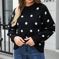 thumbnail image 2 of Hpapadks Women's Sweaters Winter Long Sleeved Casual Polka Dot Pullover Knitted Sweaters Womens Sweater Black L, 2 of 5
