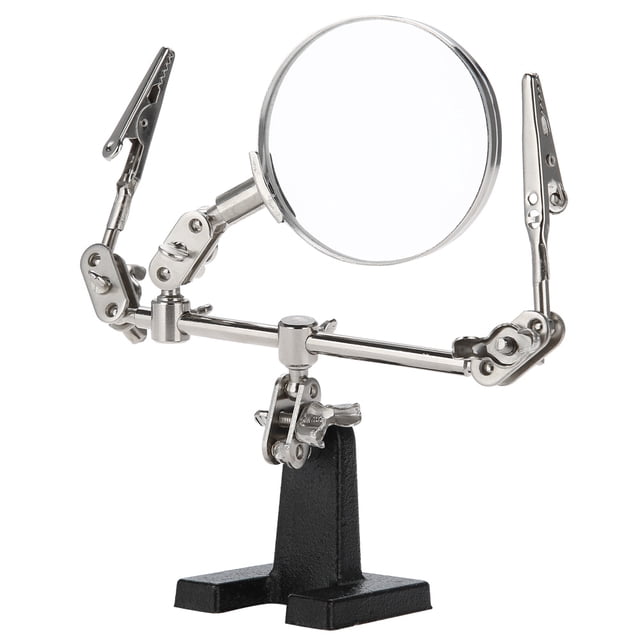 Herramienta de ayuda de tercera mano, lupa 5X, accesorio de joyería, lupa con 2 abrazaderas