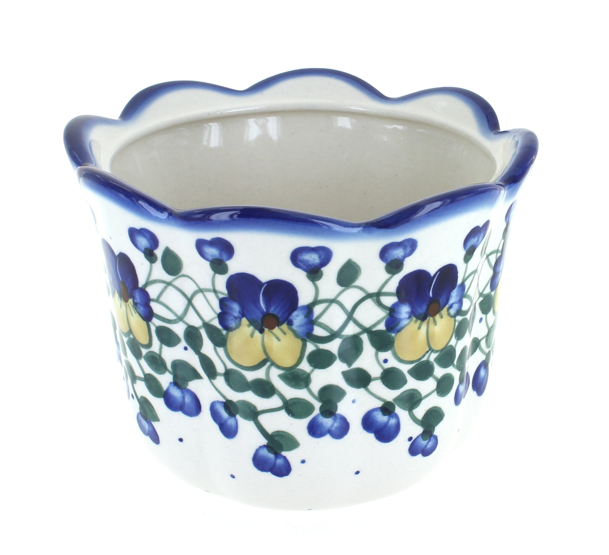 Blue Rose Polish Pottery Pansies Planter