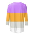 thumbnail image 5 of TSADFHJI Hauts Femmes Tendance 2024 Femmes Haut à Manches 3/4 Été Décontracté Polyvalent Régulier Simple Chemise Imprimée Col Rond Poche Chemise Décontractée Haut S Violet, 5 of 5