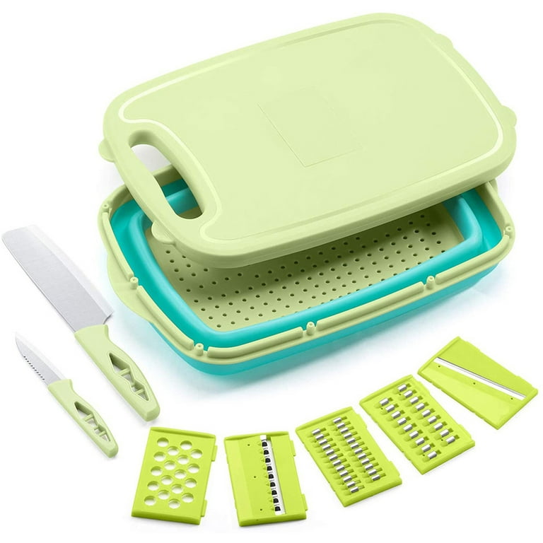Collapsible Cutting Board, HI NINGER Chopping Board with Towel Kitchen  Foldable Camping Dishes Sink Space Saving 3 in 1 Multifunction Storage  Basket