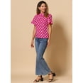 thumbnail image 2 of DARING DIVA Polka Dots Stand Collar Short Sleeve Top XS Hot Pink, 2 of 6