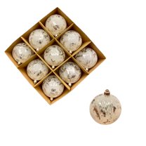 Twfbrm 9 Pcs Christmas Tree Ball Ornaments, Christmas Decorations 3.15" Large Hand-Painted Glitter Decorative Ball Pendants, Shatterproof Plastic Xmas Tree Hanging Baubles for Home Party Wedding