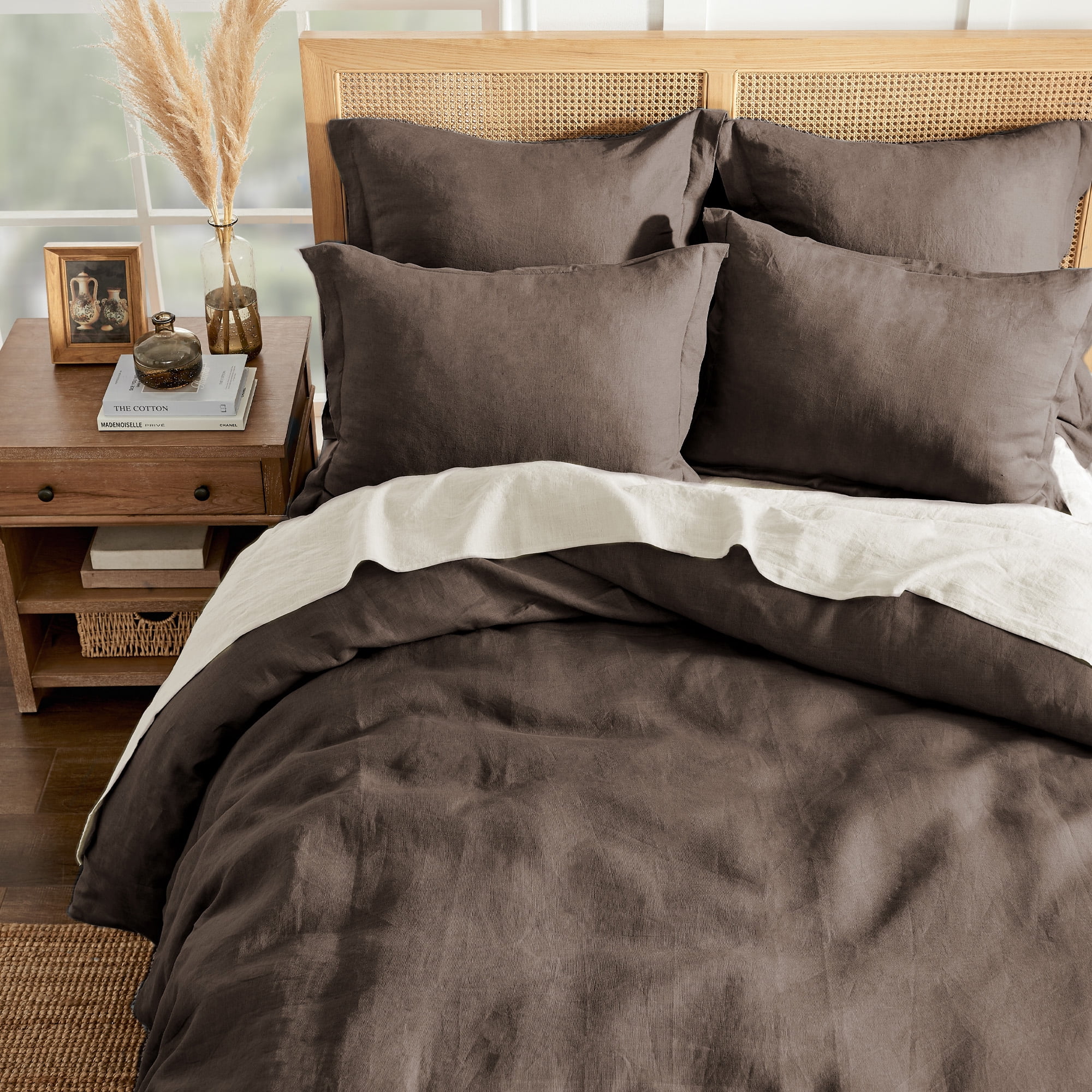 Levtex Home - 100% Linen - Queen Duvet Cover - Washed Linen - Cocoa - Duvet Cover Size (90x94in.)