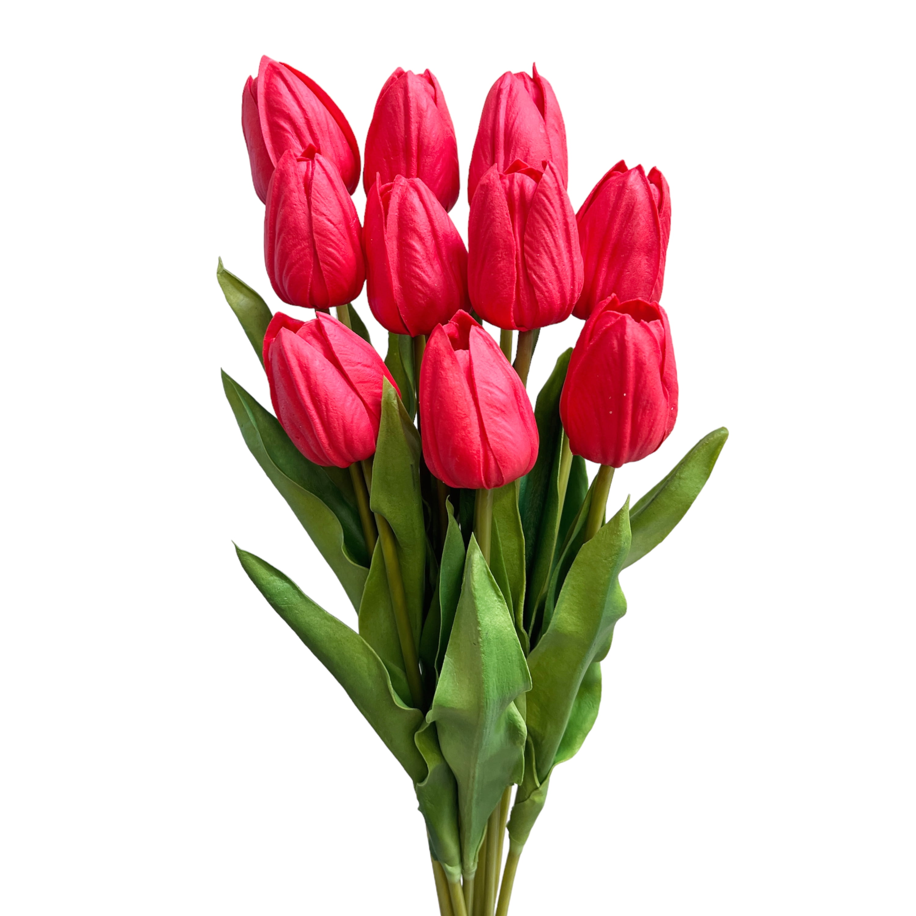 Set of 10 Artificial Tulip Stems with Real Touch, 18 inches Tall