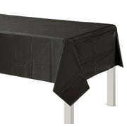 Party City Plastic Table Cloth for Rectangle Tables, 54" x 108" (Black) - Go Brightly Classic Disposable Tablecloth & Table Covers for Parties - Premium Party Supplies