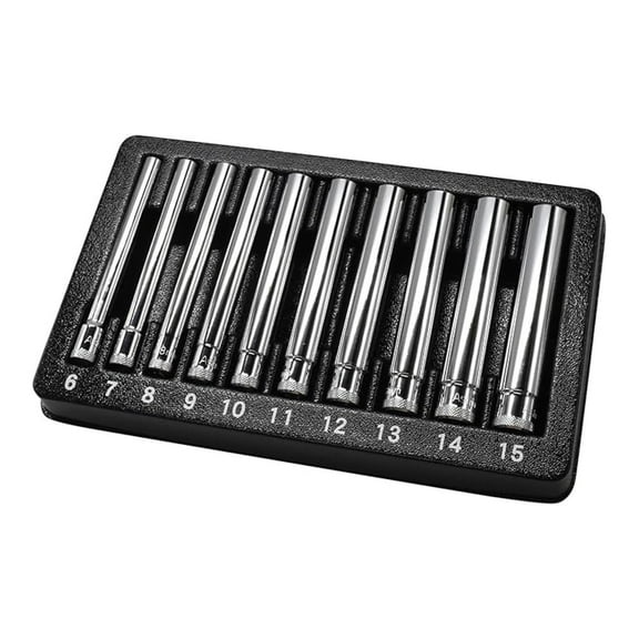 1/4" Drive Metric Socket Set 6-15mm - Extra Deep 10PC - s 4111 - Automotive Repair, Turbo Systems, Hard-to-Reach Fasteners