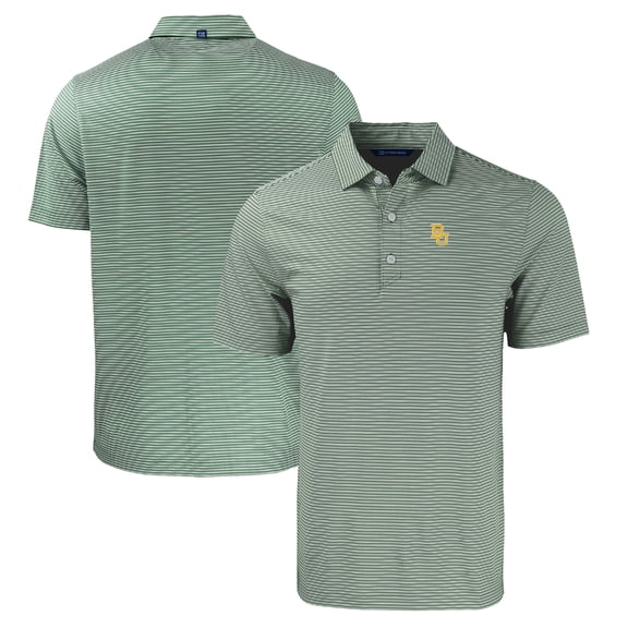 Men's Cutter & Buck Green/White Baylor Bears Forge Eco Double Stripe Stretch Recycled Polo