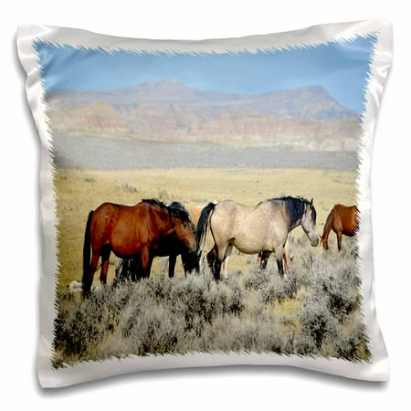 3drose, Wild Mustang Horses in Nevada.jpg, 16x16 inch Pillow Case