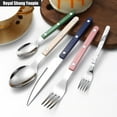 thumbnail image 3 of Rivet ABS Clamp Handle Kitchen Stainless Steel Silverware Tableware Flatware Cutlery Set Steak Knife Fork Spoon Teaspoon Western Tableware Butter Knife Set (Pink,20 pieces), 3 of 9
