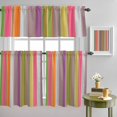 thumbnail image 4 of Colorful Stripes Watercolor Curtain Tier and Valance Set 3 Piece, Abstract Minimalist Geometric 3-inch Rod Pocket Window Tier Curtains Valance for Kitchen Living Room, 4 of 9