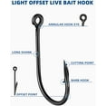 thumbnail image 4 of BLUEWING Light Offset Live Bait Hooks Fishing Hooks Cutting Point Hooks High Carbon Steel Hooks Extra Sharp Fish Hooks for Freshwater Saltwater Fishing,Size 5/0, 25pcs, 4 of 7