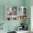 thumbnail image 3 of 47.25" Wall Cabinet Storage with Four-Glass Doors, Wall-mounted, Suitable for Kitchen, Living Room, Bathroom (White), 3 of 8