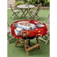 thumbnail image 3 of Outdoor Tablecloth with Umbrella Hole and Zipper, Red Santa Christmas Round Table Cloth 60 Inch Waterproof Tablecloth, Xmas Snowflake Merry Christmas Picnic Table Cover for Patio Camping, 3 of 7