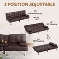 thumbnail image 6 of Vineego Couch Relax Modern Wood Convertible Folding and Futon Sofa Bed with 2 Cup Holder, Brown, 6 of 7