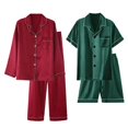 thumbnail image 3 of yunLCZ Nightgowns for Women Satin Pyjamas Women's Short 4 Piece Pyjamas Short Sleeve Sleepwear And Shorts Set Women Sets Leisure Suit Loungewear Nightshirt, 3 of 3