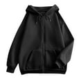 thumbnail image 5 of Mohiass Back to School Zip Up Hoodies for Women Casual Long Sleeve Hooded Jacket Oversized Lightweight Sweatshirts Tops with Pocket Black 2XL, 5 of 5