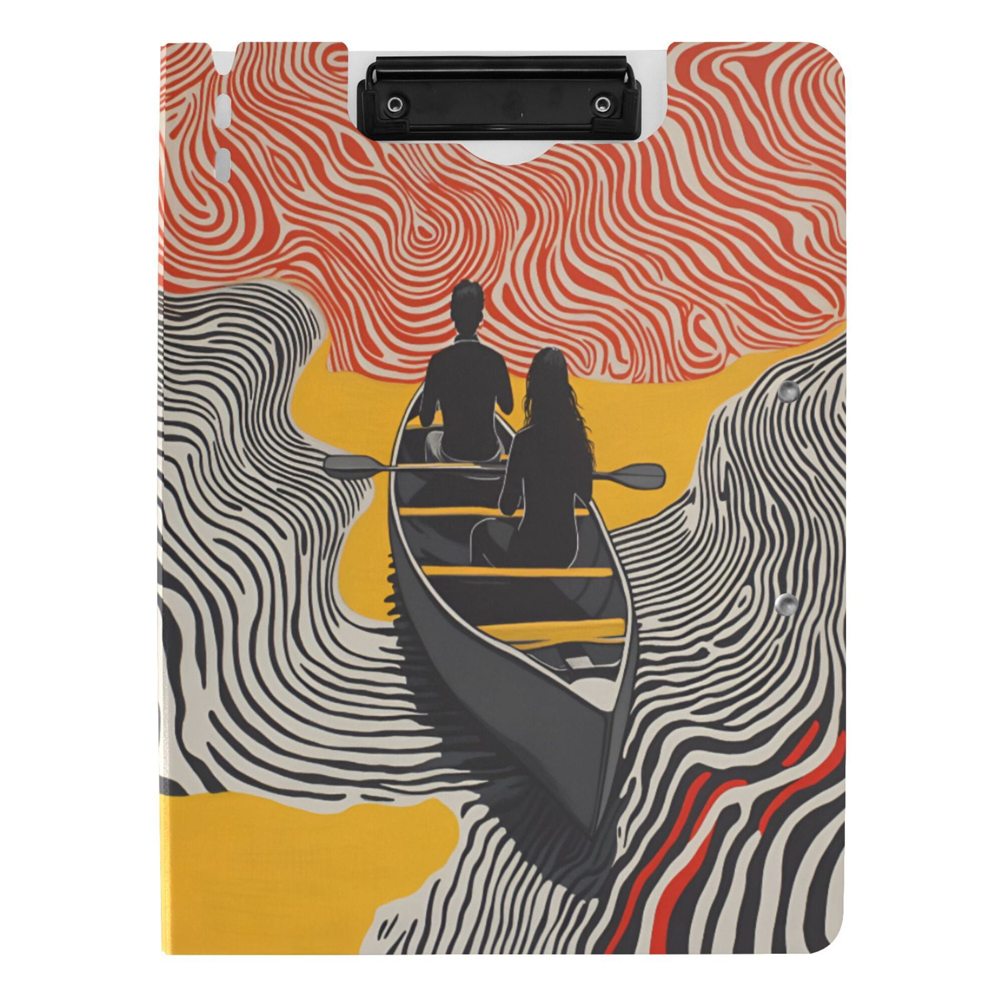 FORMRS A4 Clipboard Folder with Pen Holder Horizontal Foldable School Office Binder, Striped Boat