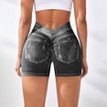 thumbnail image 5 of Holzkary Womens Scrunch Butt Lifting Shorts Faux Denim Gym Booty Shorts Seamless High Waist Workout Yoga Biker Jean Shorts scrunch butt shorts Black L, 5 of 8