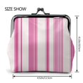 thumbnail image 2 of Lady Leather Wallet Zero 4.13 X 4.52 In Three-Dimensional Buckle Design Small Portable Easy Opening And Closing Pink Stripe_1, 2 of 5