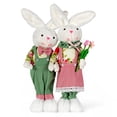thumbnail image 3 of STPgoods Girl Rabbit with Flower Easter Figurine 17" (43 cm) Fabric Easter Decoration Standing Decoration Easter Collectible Figurine Holiday Decor Tabletop Favor Figurine, Pink and Green, 3 of 6