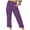 Purple, variant on ibuvkizy 2025 Cotton Linen Capris Pants for Women Casual Stripe Elastic Drawstring Wide Leg Capris Pants with Pockets Summer Pants for Women