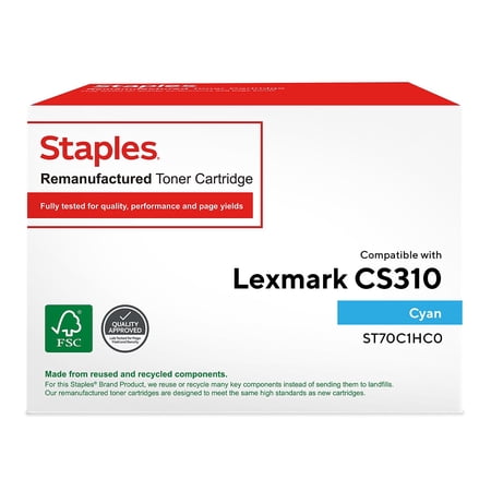 UPC: 0718103299350 | Staples Remanufactured Lexmark 70C1HC0/70C0H20 Cyan Toner Cartridge High Yield 24298933