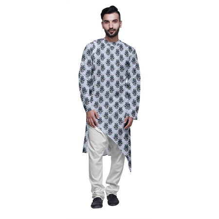 

Atasi Designer Printed Summer Wear Long Kurta With White Pajama Set For Men